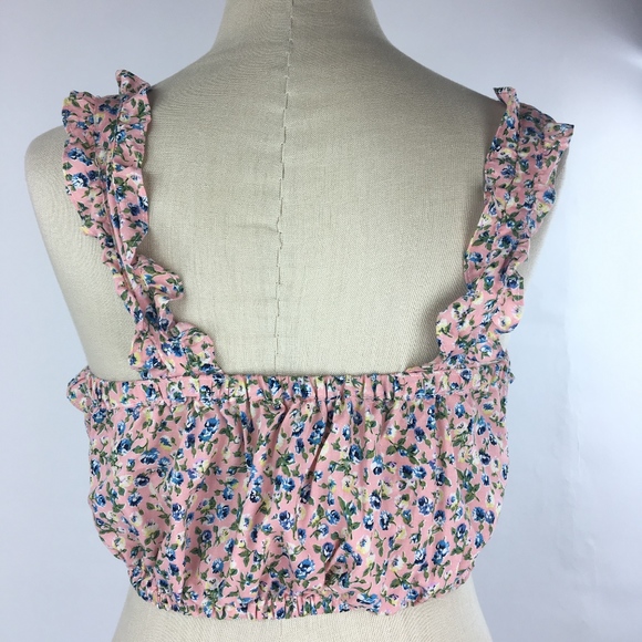 Ganji LA Love Culture Pink Floral Crop Top Sz L - Picture 4 of 7
